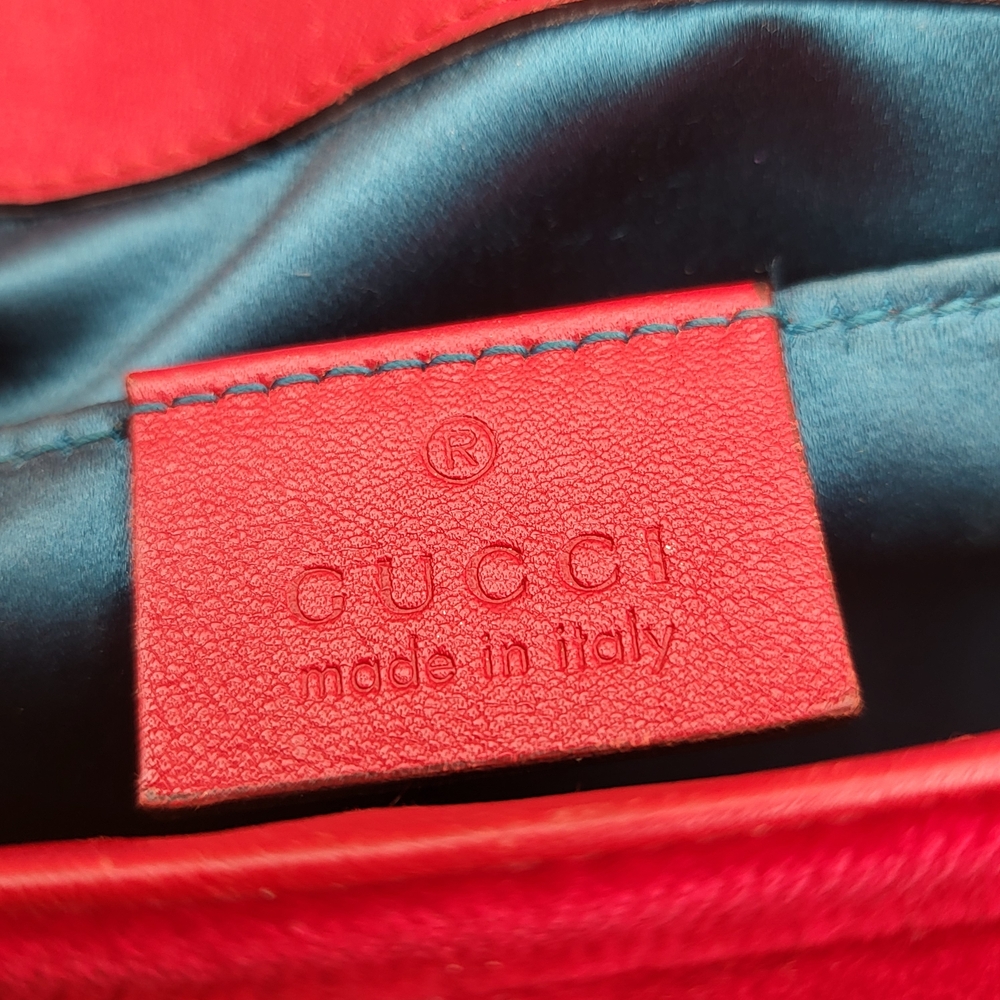 GUCCI Velvet Matelasse Mini GG Marmont Shoulder Crossbody Bag Hibiscus Red,Auth. - Picture 8 of 15
